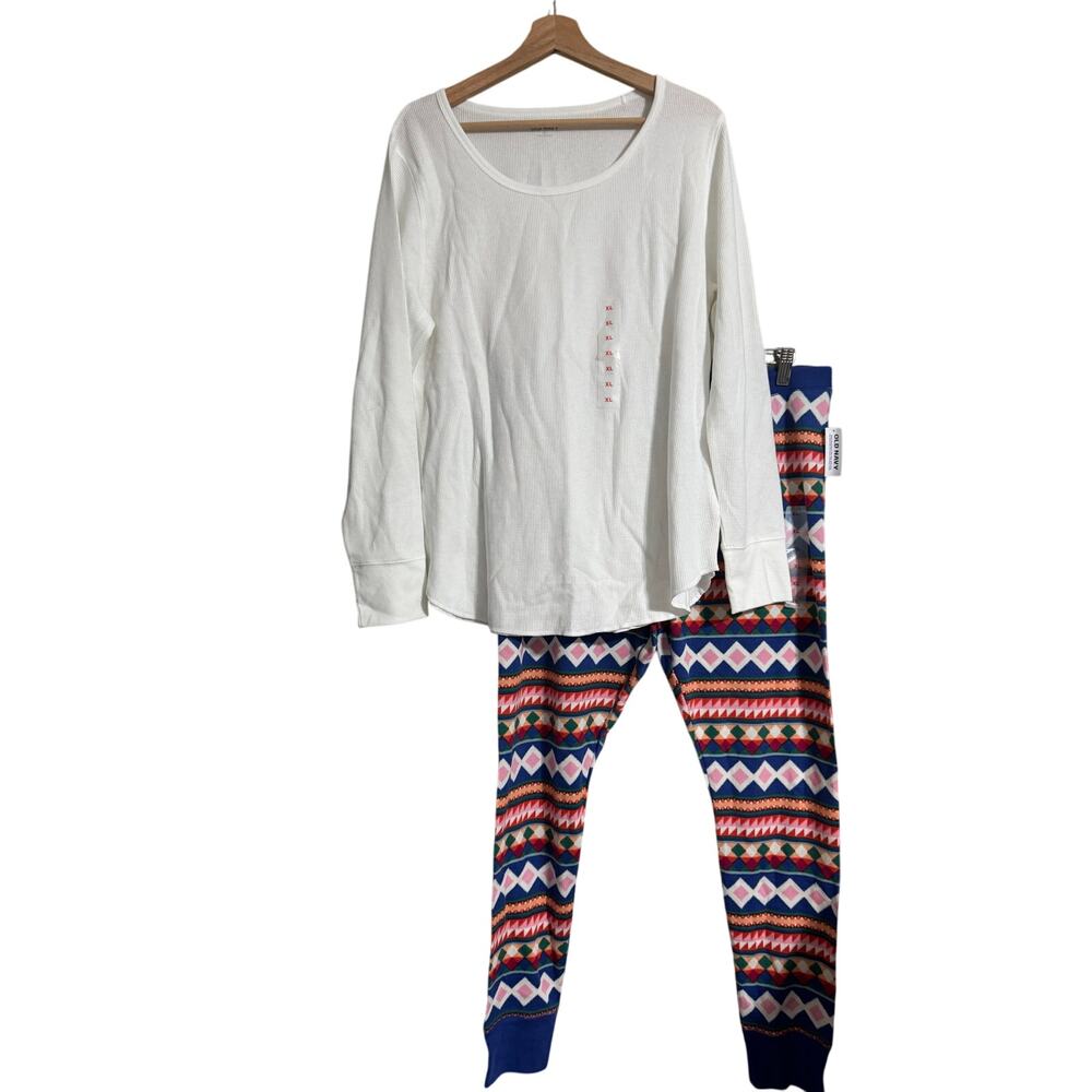 Old Navy Thermal Long John Style Aztec Print Pajama Set NEW XL